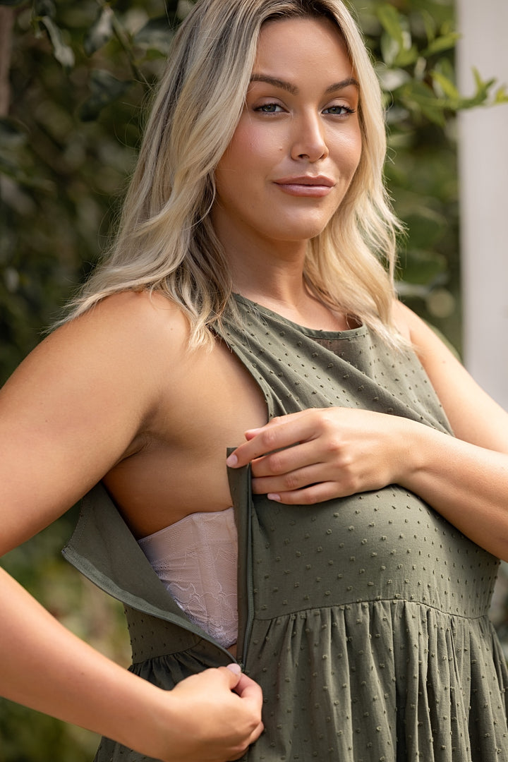 Siena Dress - Olive Dobby