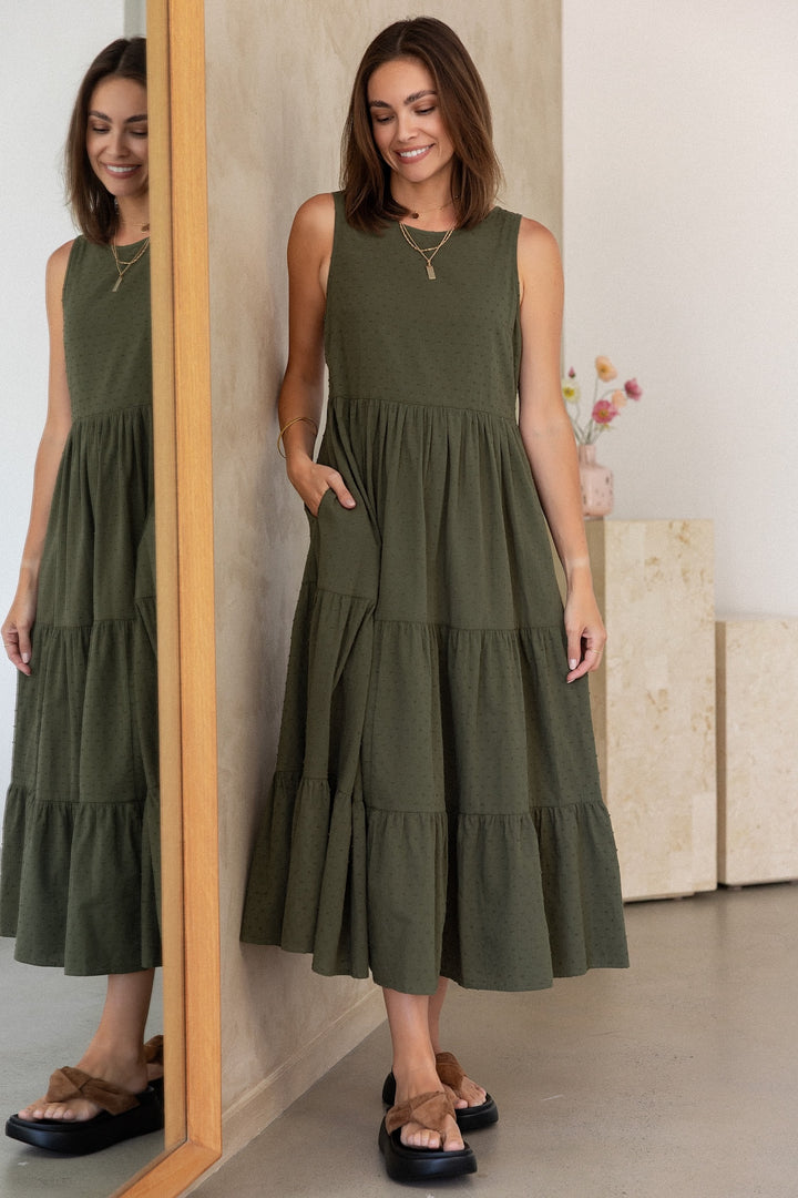 Siena Dress - Olive Dobby