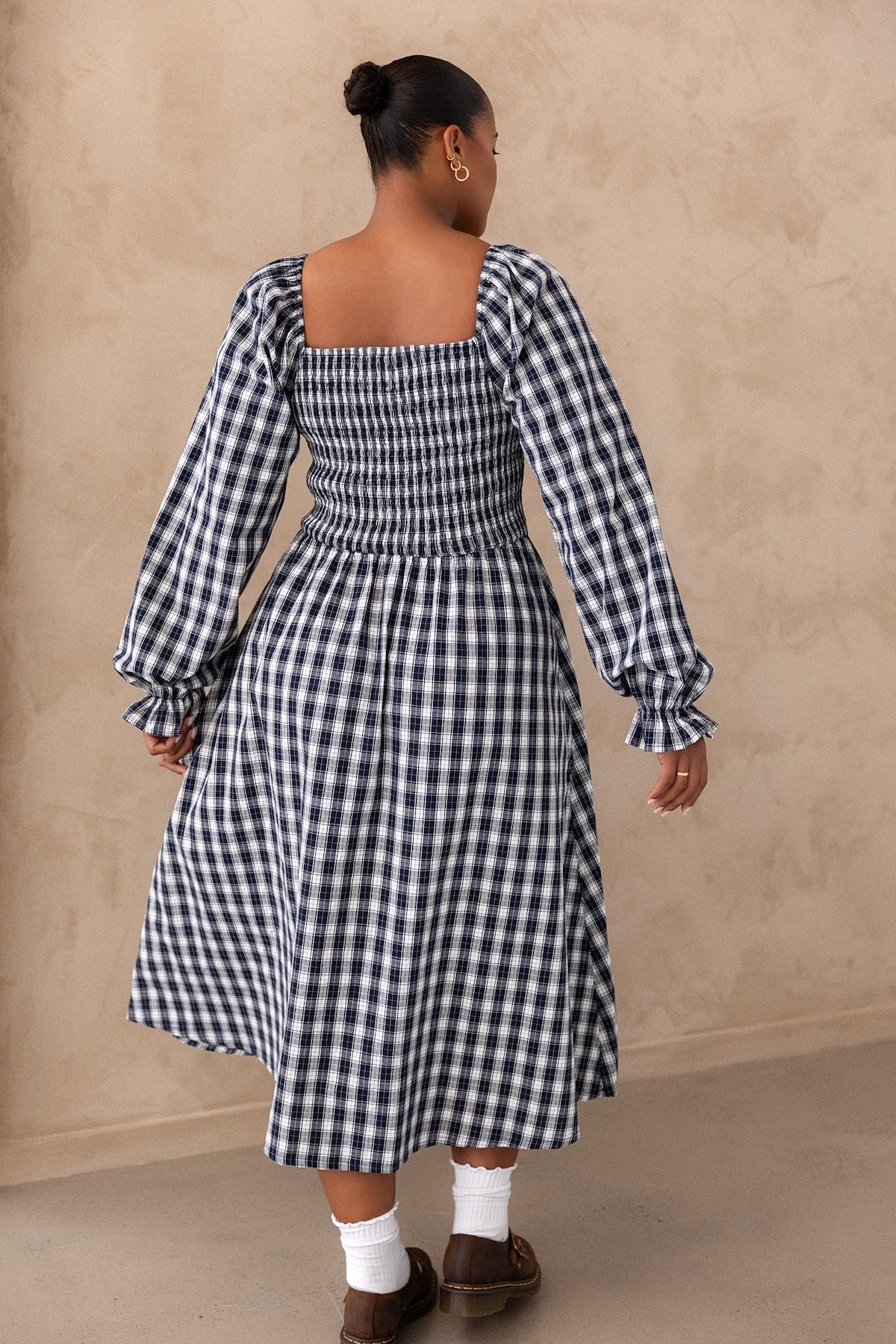 Rosie Dress - Midnight Gingham | Long Sleeve Dress | Moolk – Moolk
