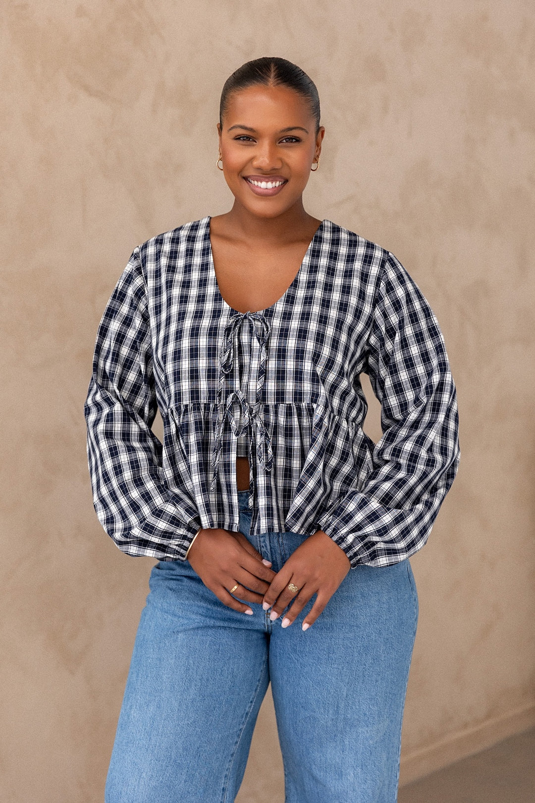 Whitney Top - Midnight Gingham