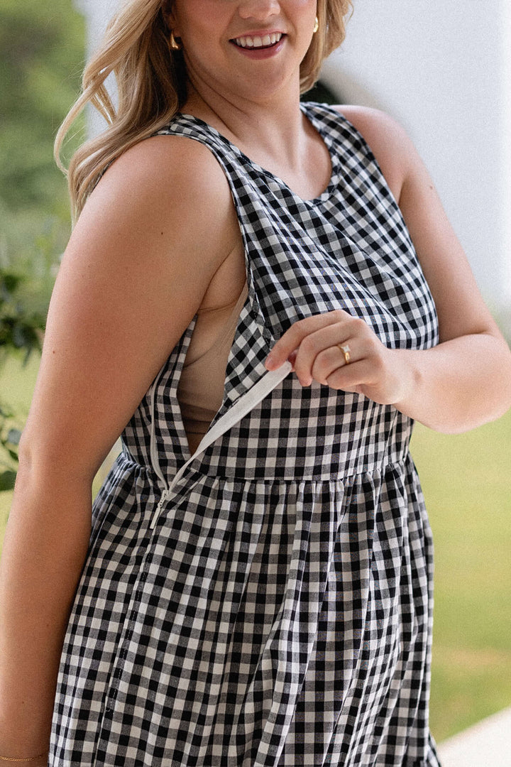 Siena Dress - Black Gingham