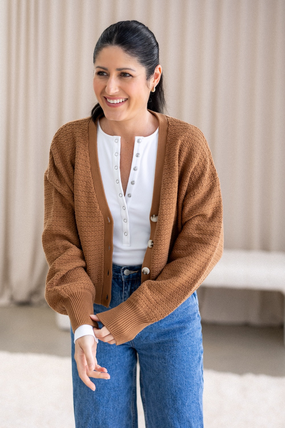 Comfort Rib Henley Long Sleeve - Snow