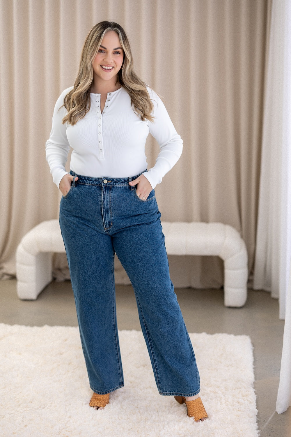 Comfort Rib Henley Long Sleeve - Snow