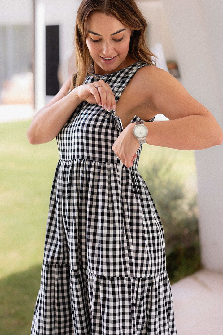 Siena Dress - Black Gingham