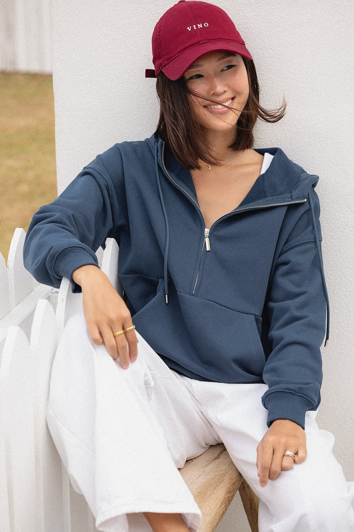 Half Zip Hoodie - Steel