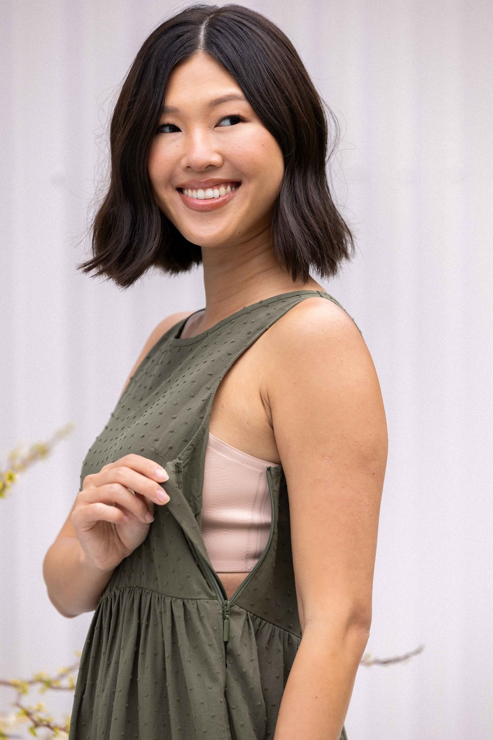 Siena Dress - Olive Dobby