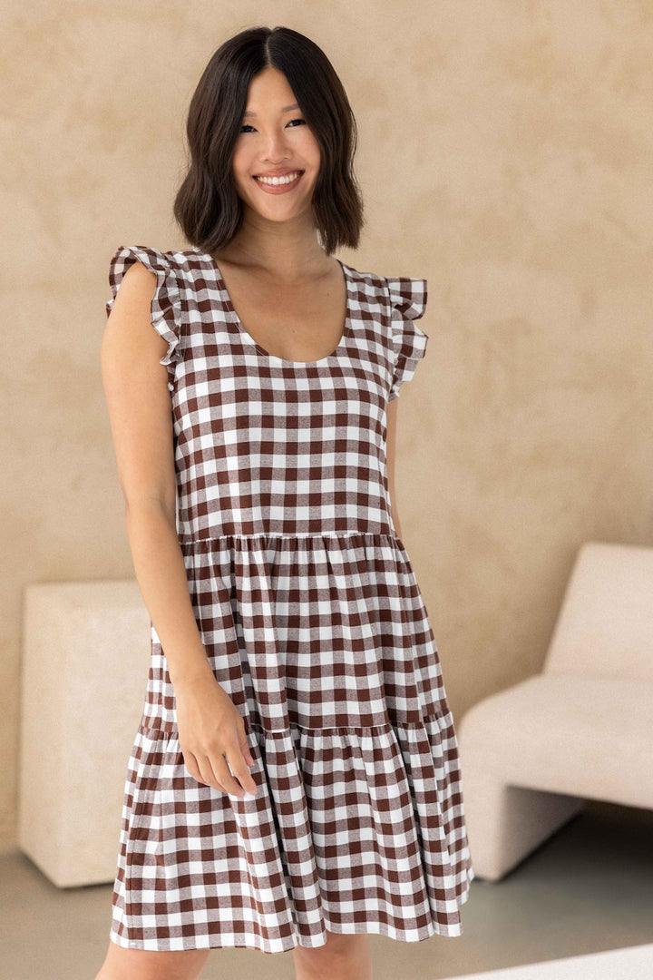 Lucy Dress - Chocolate Gingham