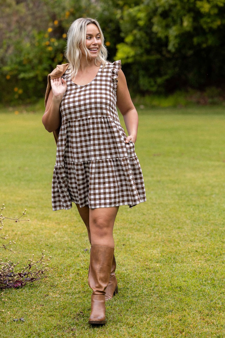 Lucy Dress - Chocolate Gingham