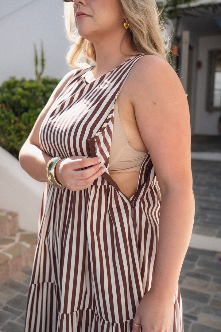 Siena Dress - Espresso Stripe