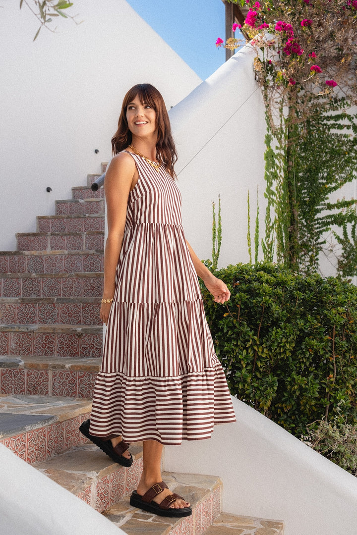 Siena Dress - Espresso Stripe