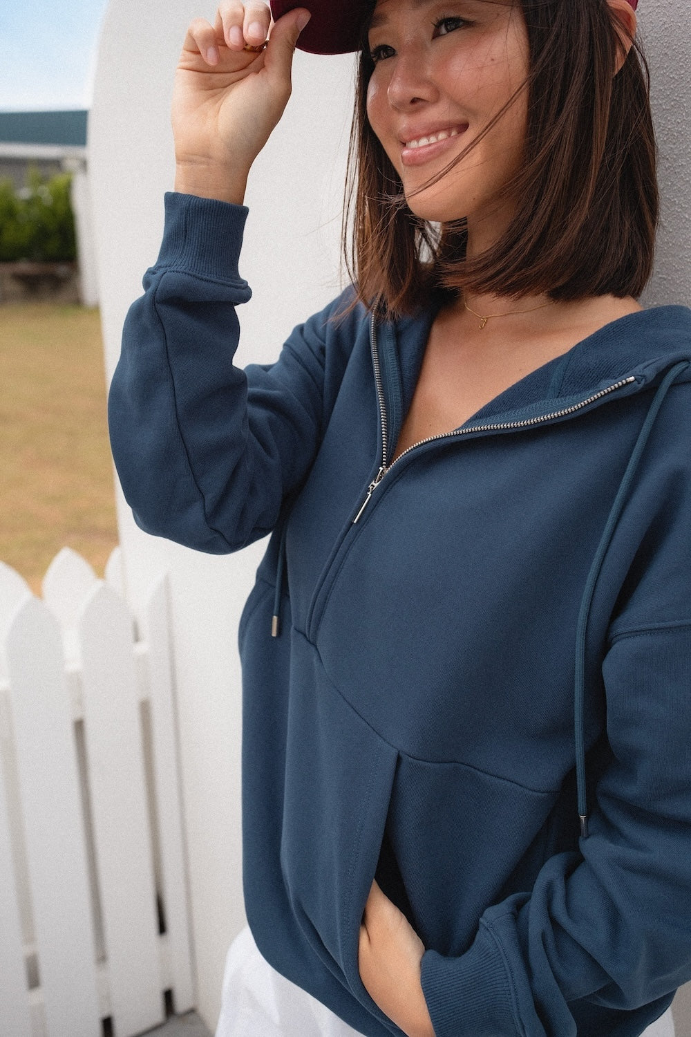 Half Zip Hoodie - Steel