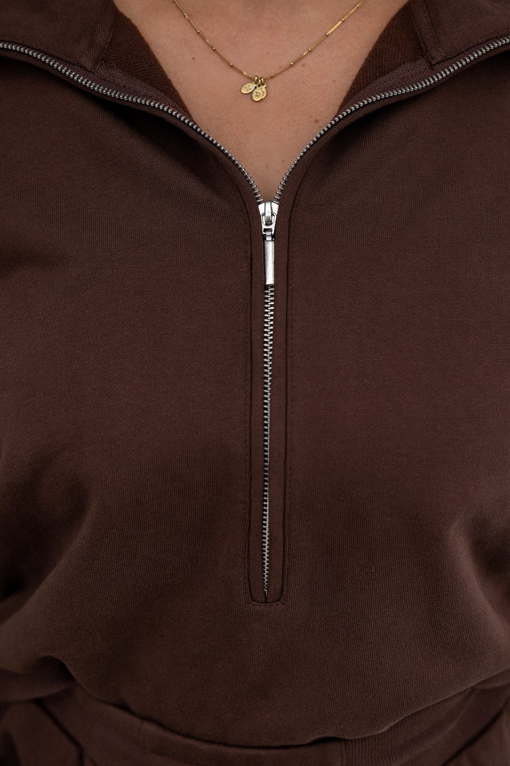 Collar Zip Sweater - Cocoa