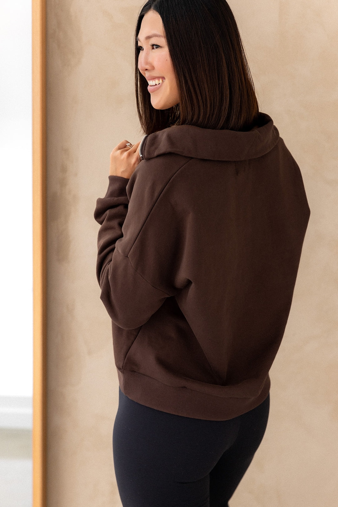 Collar Zip Sweater - Cocoa
