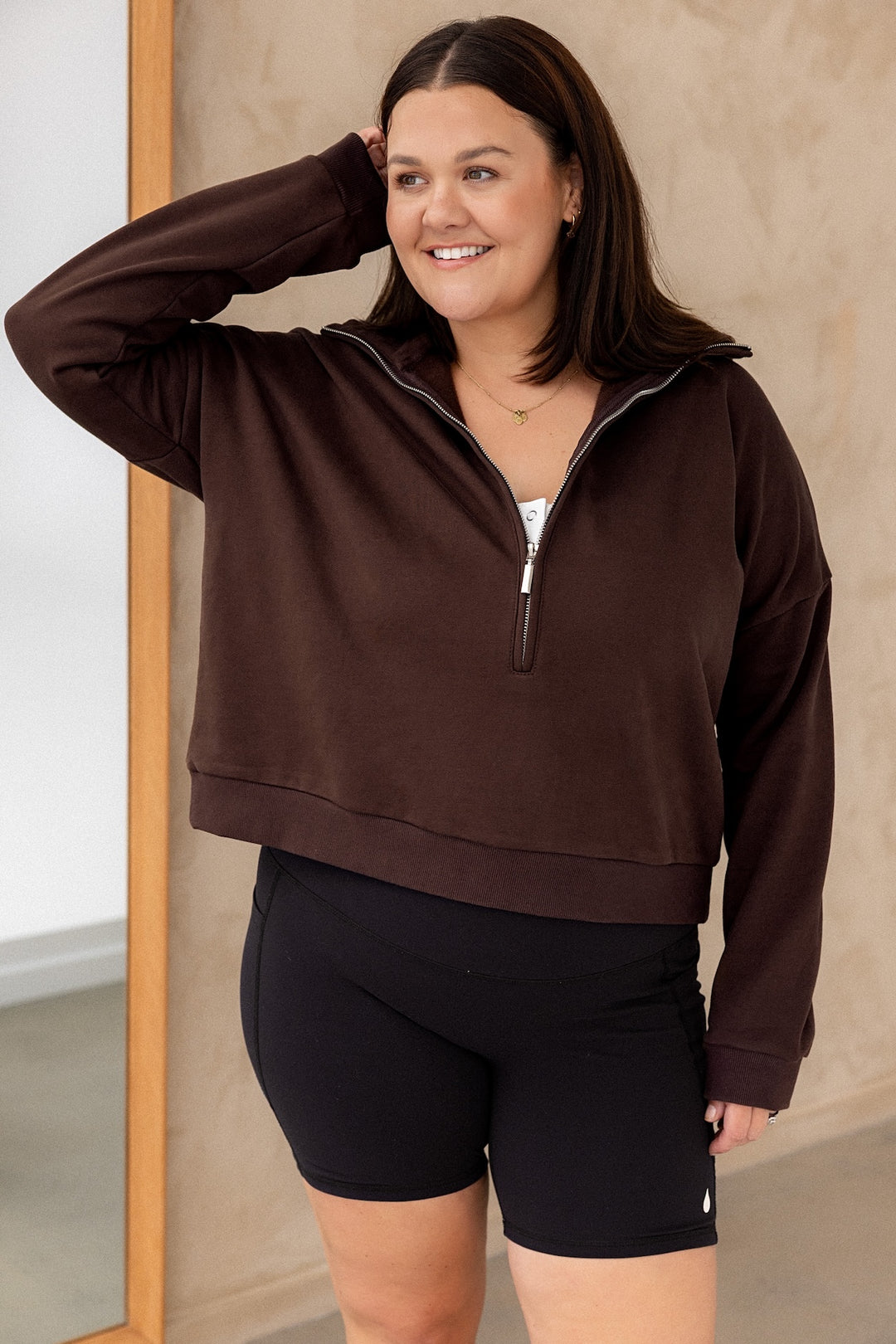 Collar Zip Sweater - Cocoa