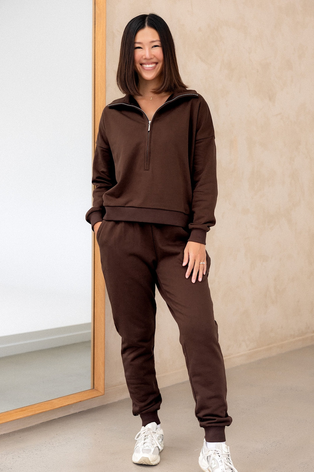 Collar Zip Sweater - Cocoa