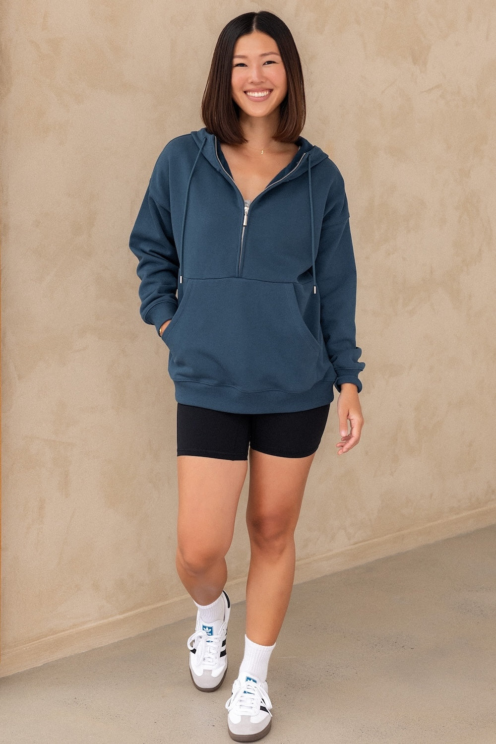 Half Zip Hoodie - Steel