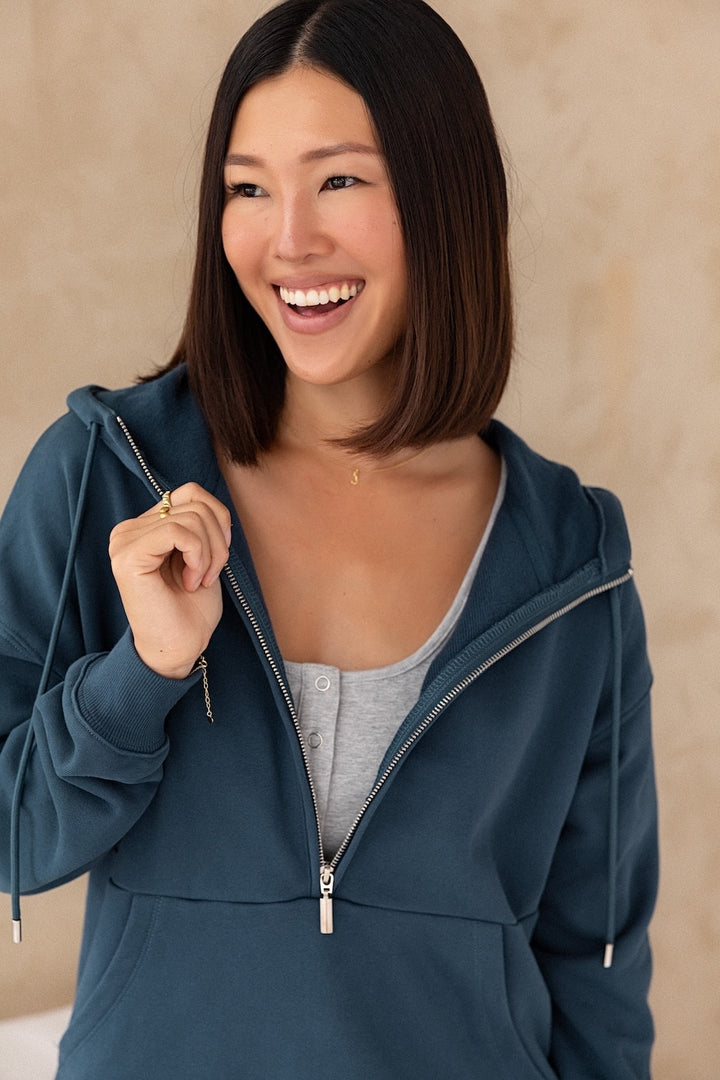 Half Zip Hoodie - Steel