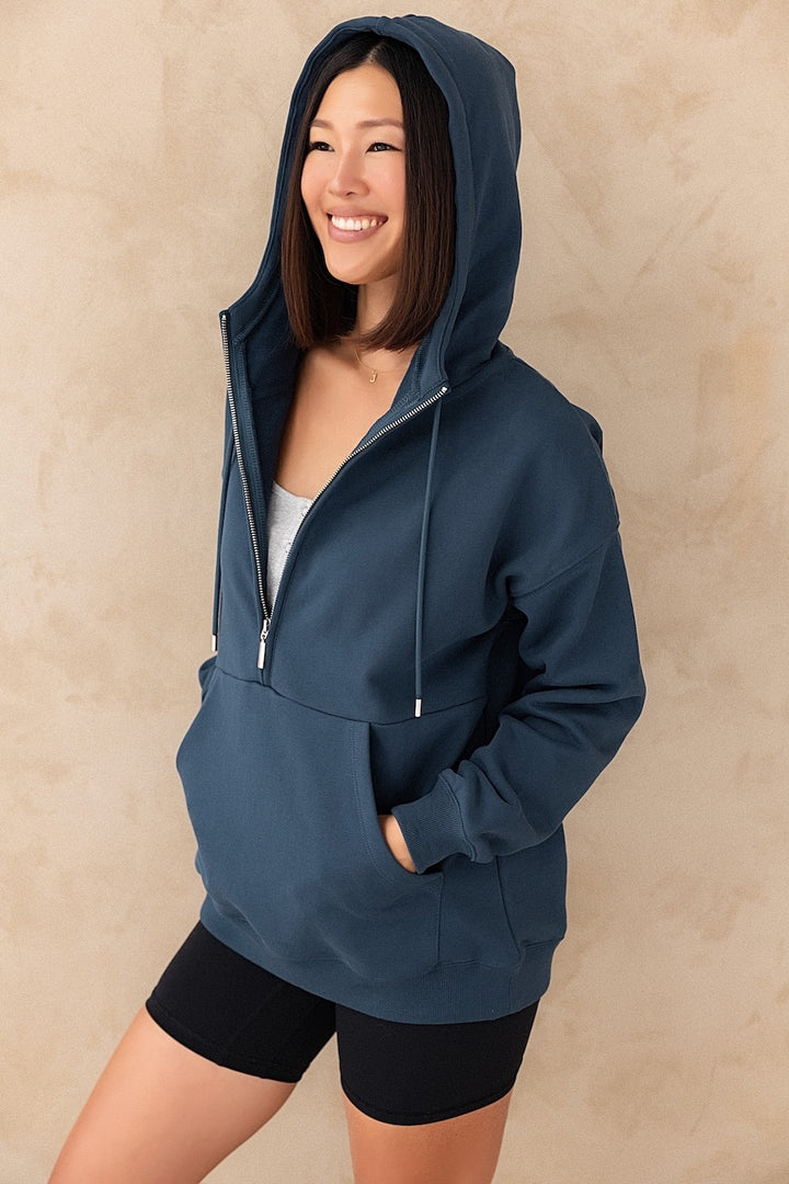 Half Zip Hoodie - Steel