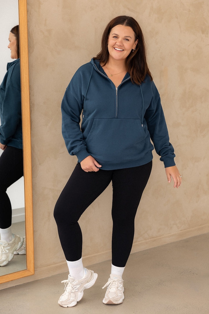 Half Zip Hoodie - Steel