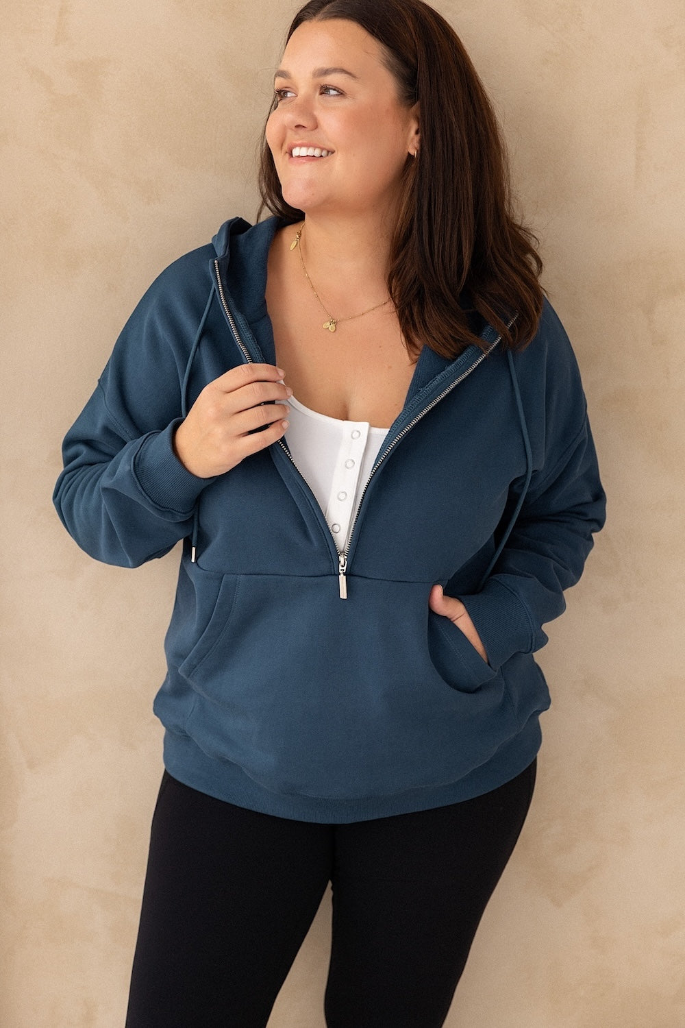 Half Zip Hoodie - Steel