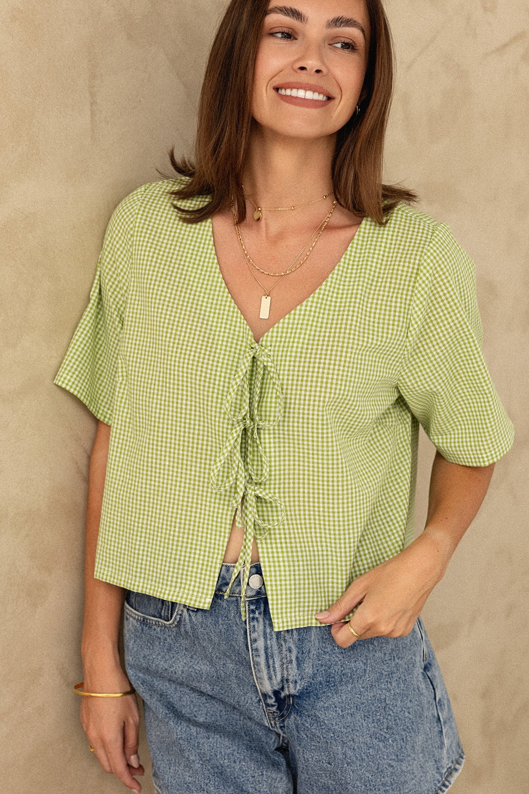 Asha Top - Apple Gingham
