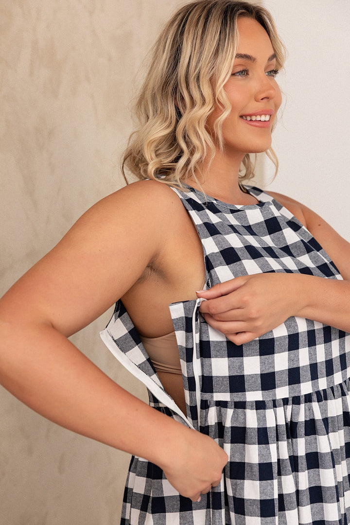 Siena Dress - Navy Gingham