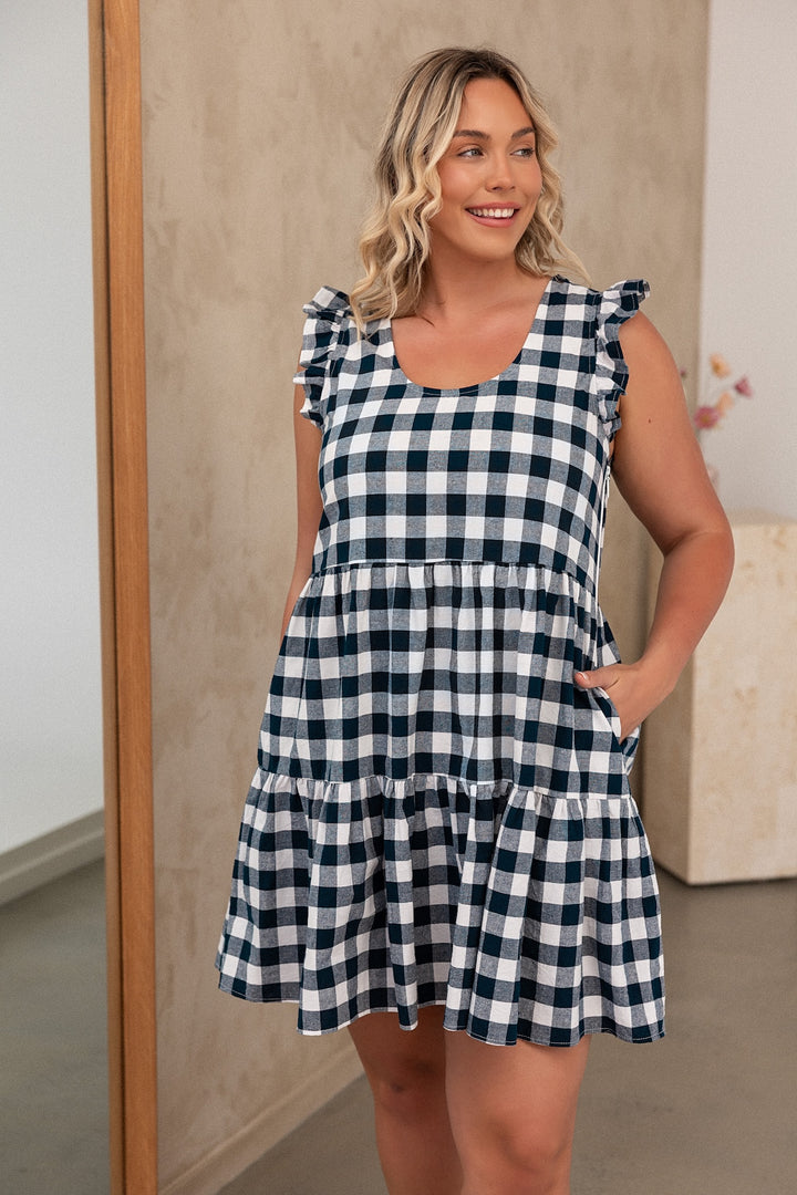Lucy Dress - Navy Gingham