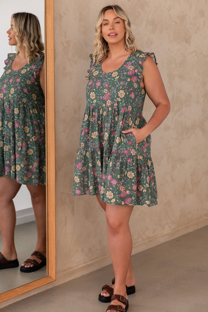 Lucy Dress - Emerald Botanica