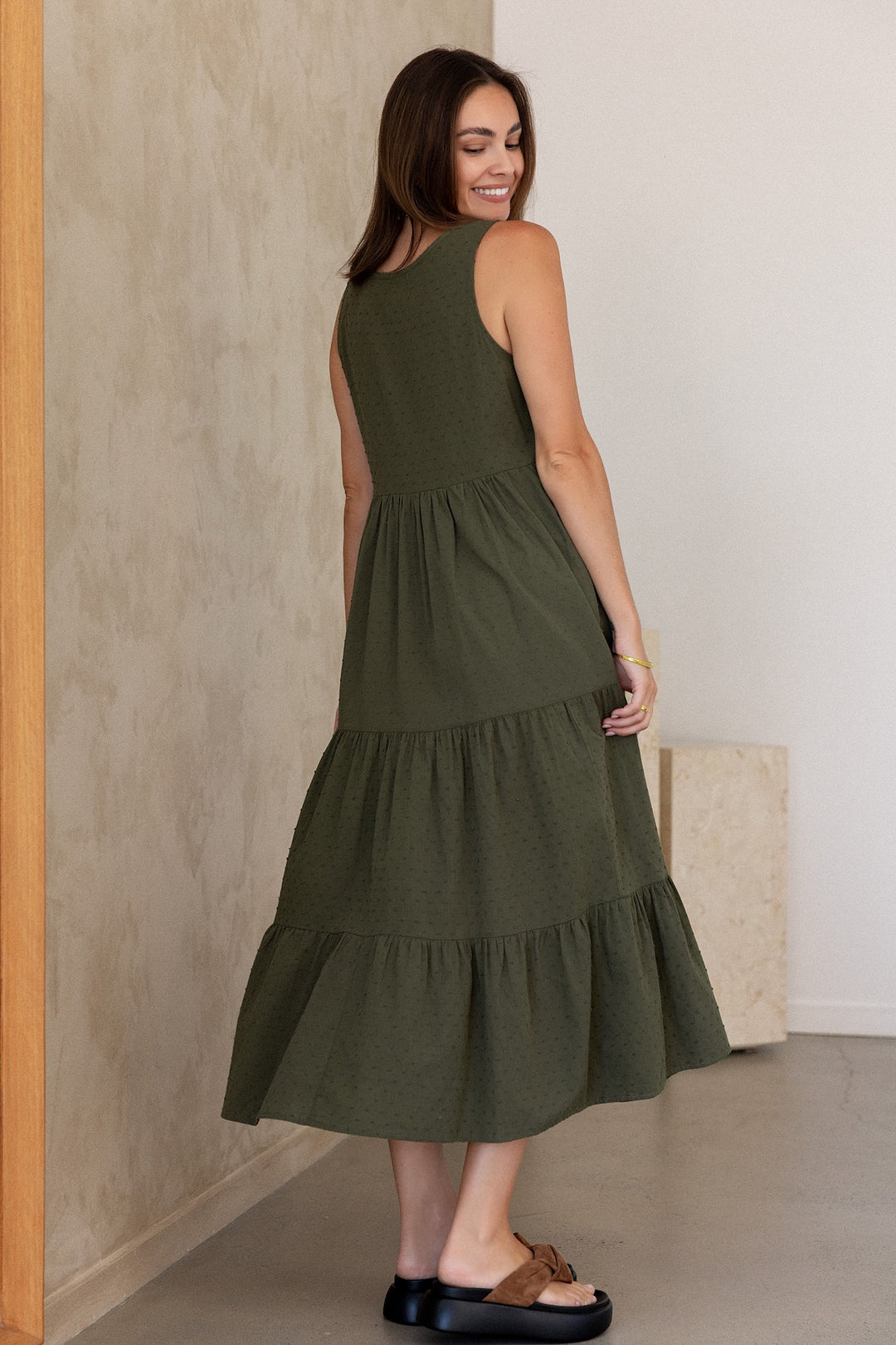 Siena Dress - Olive Dobby
