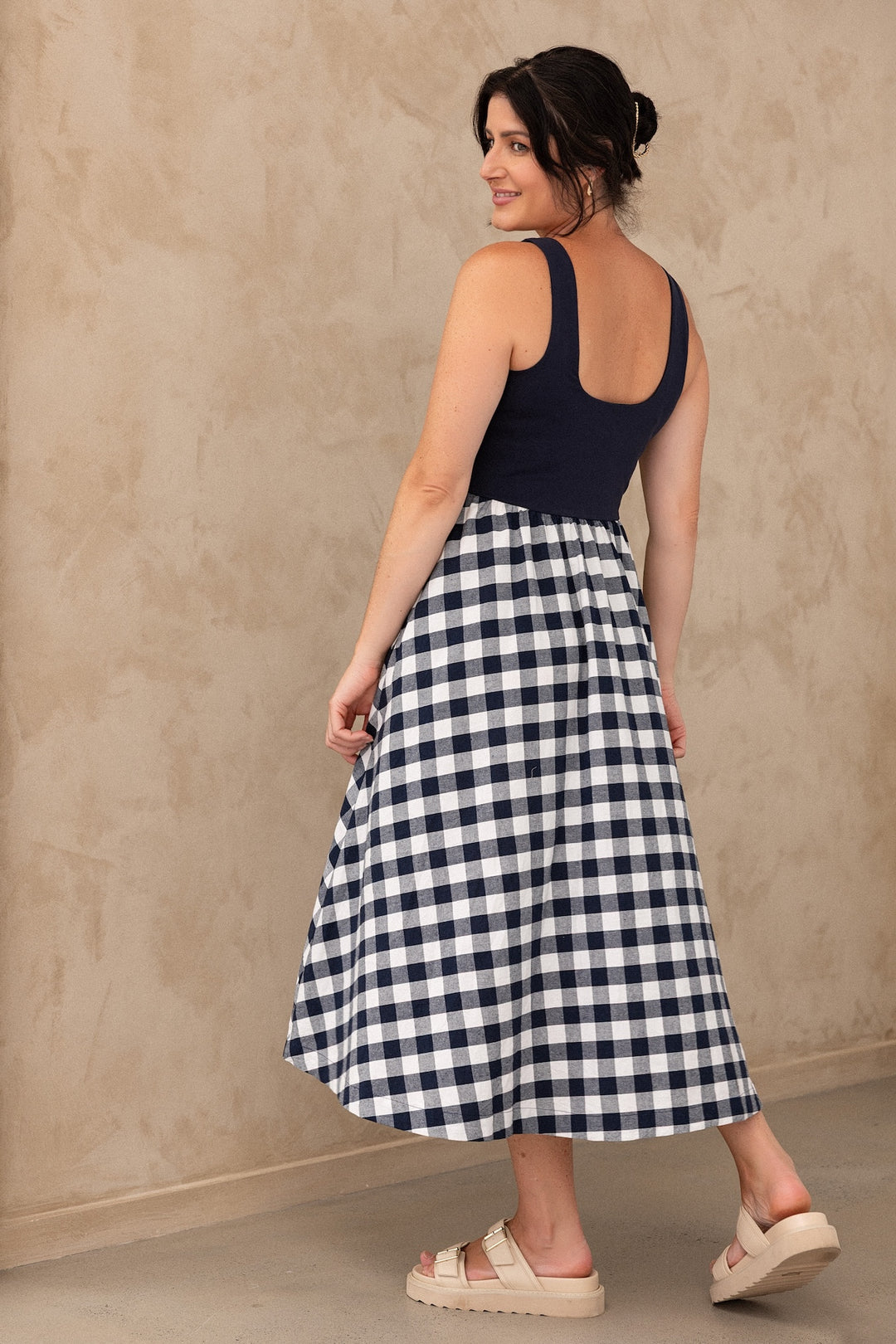 Hallie Dress - Navy Gingham