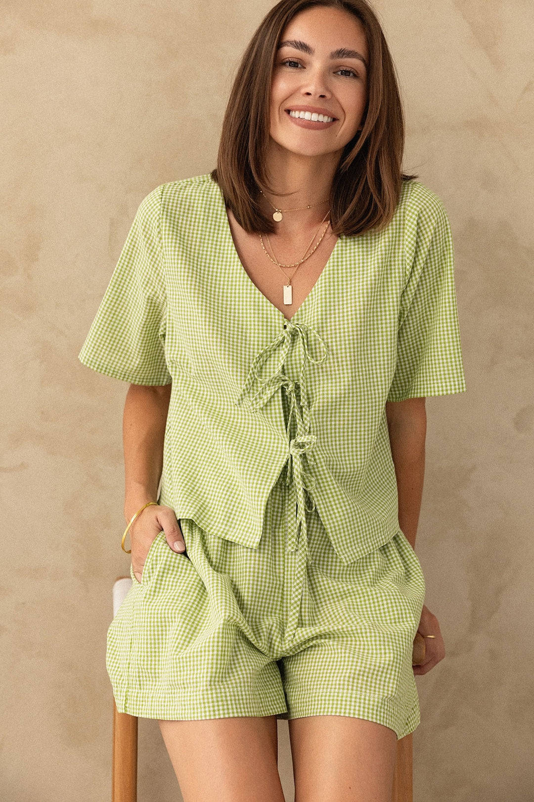 Asha Top - Apple Gingham