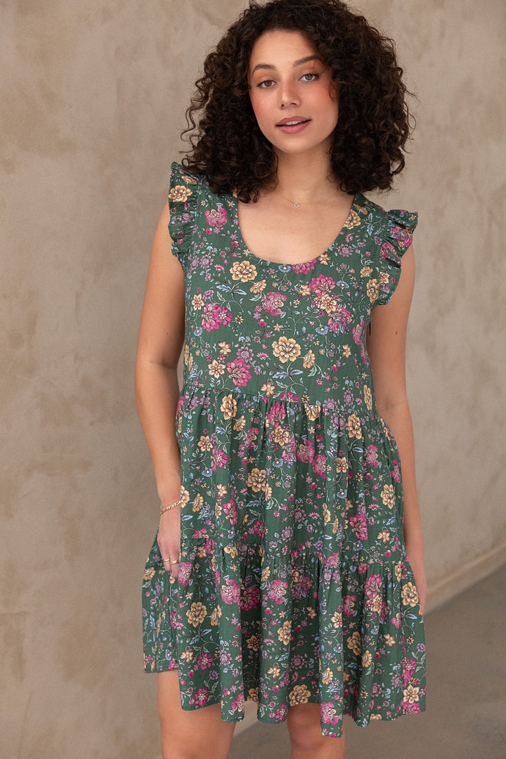 Lucy Dress - Emerald Botanica