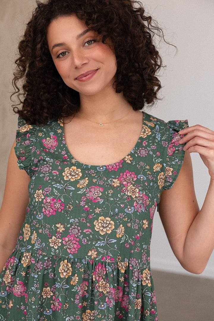 Lucy Dress - Emerald Botanica