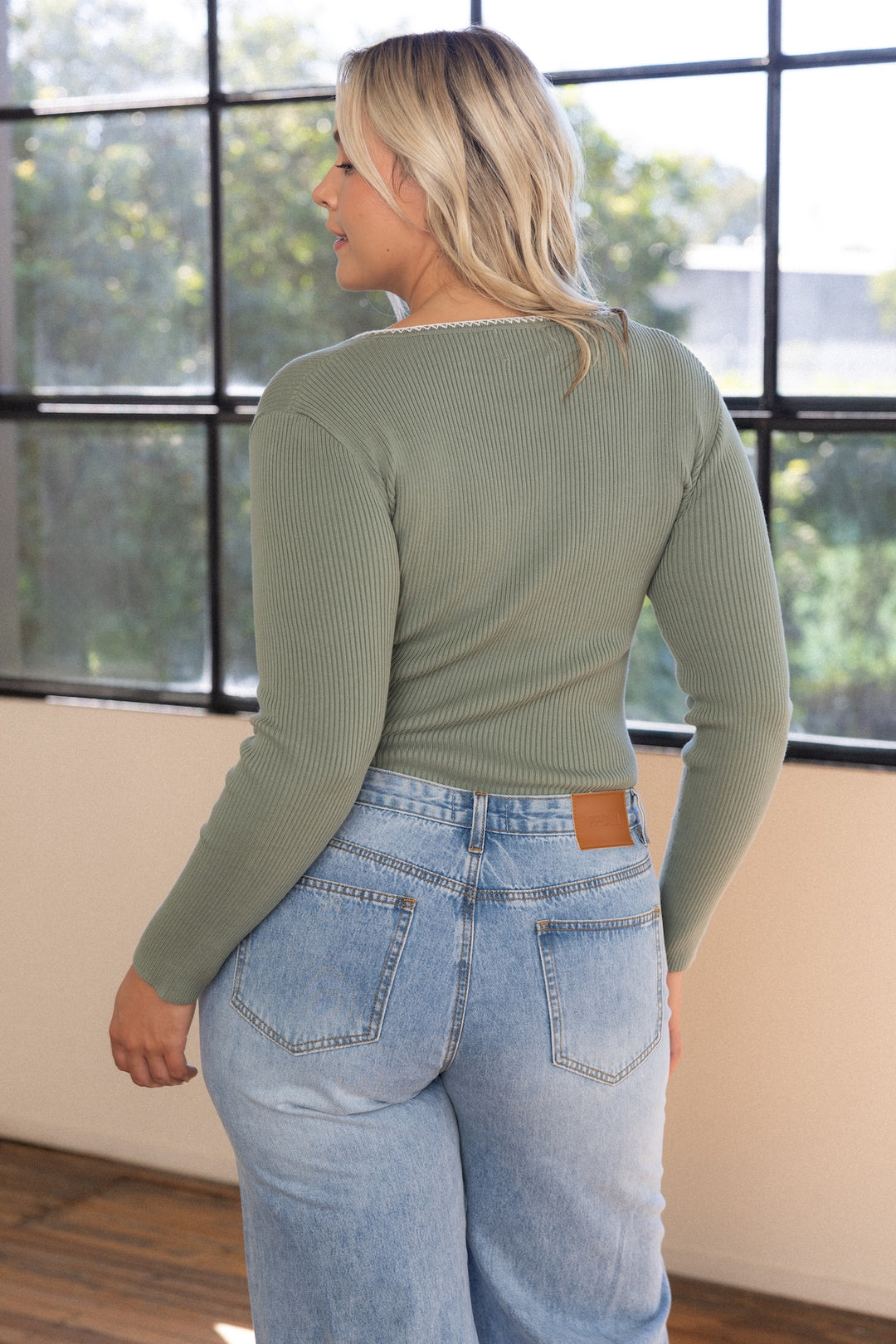 Willa Knit Top - Sage Contrast