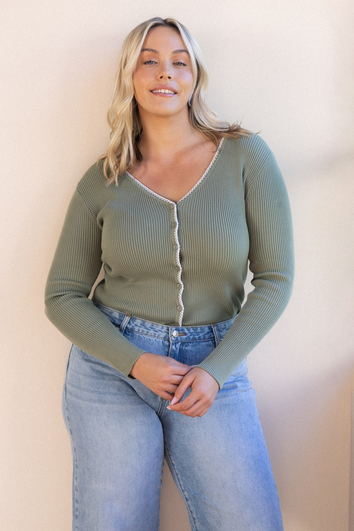 Willa Knit Top - Sage Contrast