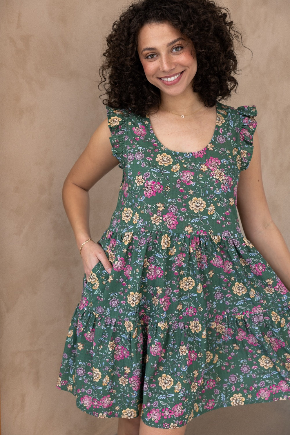 Lucy Dress - Emerald Botanica