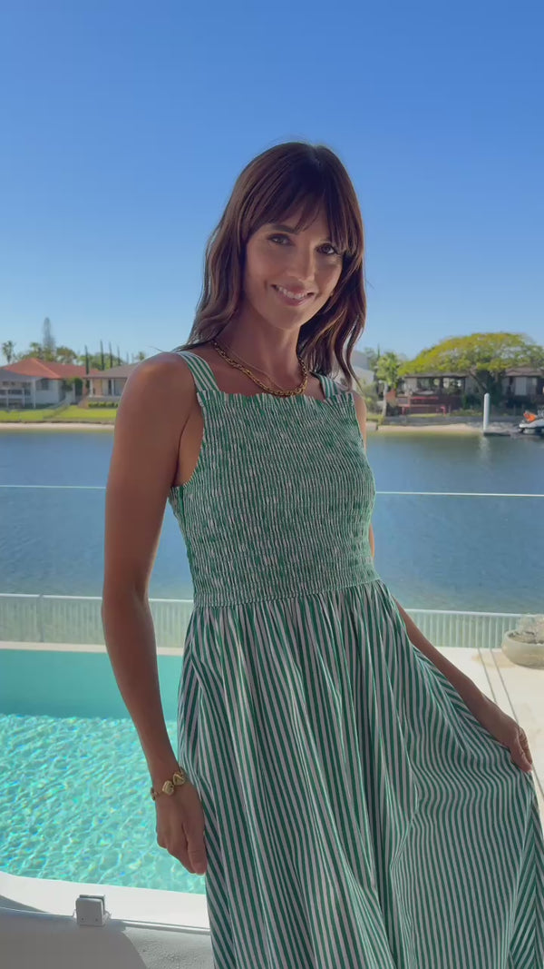Charlotte Dress - Verde Stripe