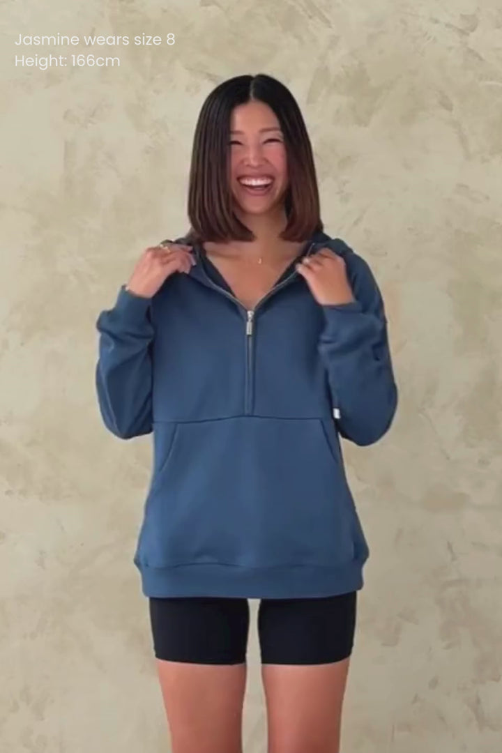 Half Zip Hoodie - Steel