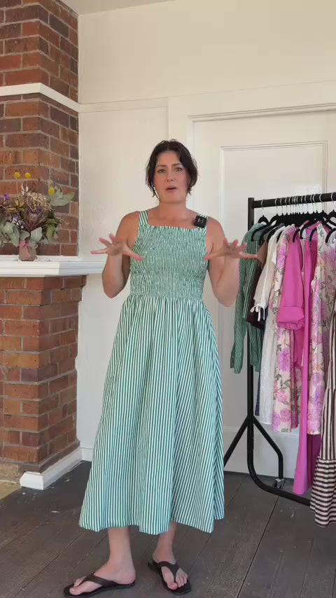 Charlotte Dress - Verde Stripe