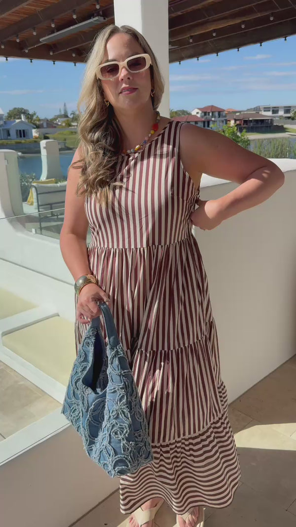Siena Dress - Espresso Stripe