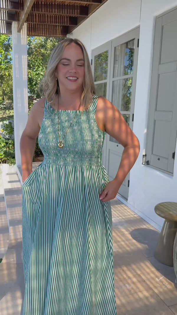 Charlotte Dress - Verde Stripe
