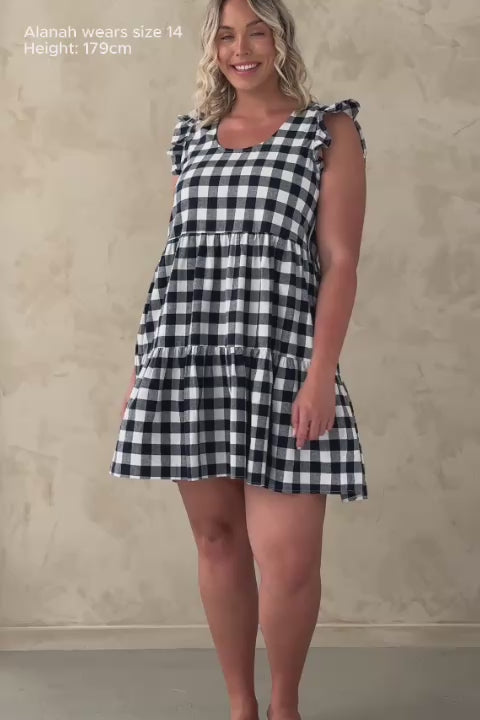 Lucy Dress - Navy Gingham