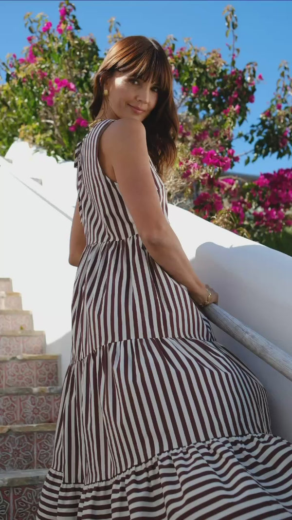 Siena Dress - Espresso Stripe